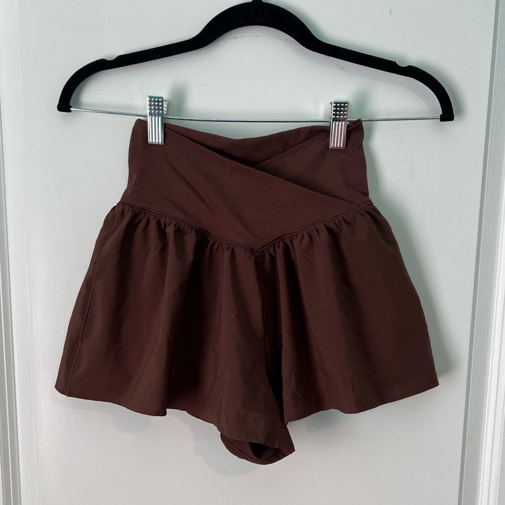 Aerie Real Me Chocolate Brown Color Flowy Shorts Size XS